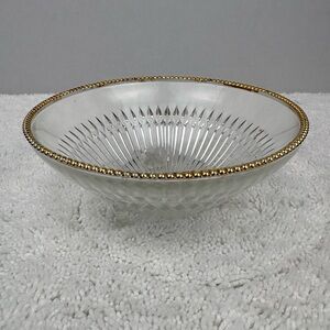 Vintage Jeannette Glass Co. Three-Footed Bowl which Features a Ribbed Design